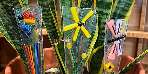 One DIY Fused glass plant stake