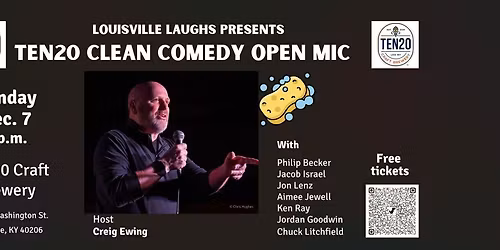 Dec. 7 TEN20 Clean Comedy Open Mic