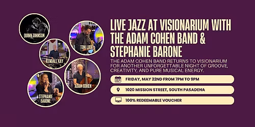 Live Jazz at Visionarium with The Adam Cohen Band & Stephanie Barone