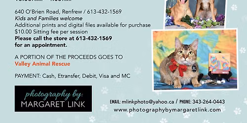 Spring and Summer Pet Portraits Renfrew Pet Valu Saturday June 6th 2026 call the store 613 432 1569