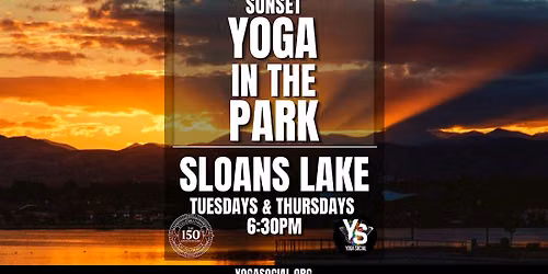 Sunset  Yoga at Sloans Lake Melrose Inspirational Garden - Yoga in the Park
