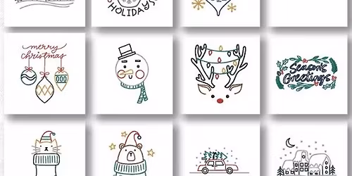 Machine Embroidery - Holiday Greeting Cards