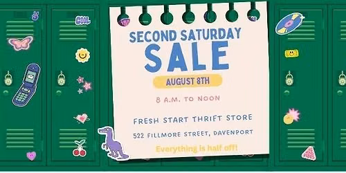 Second Saturday Half Price Sale @ Fresh Start Thrift Store