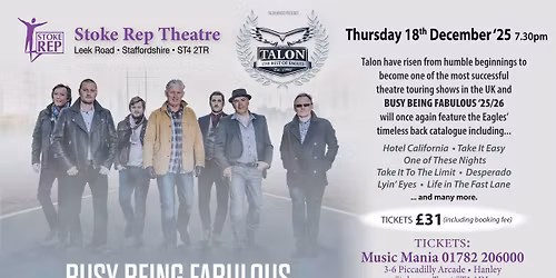 TALON: The Best of the Eagles - BUSY BEING FABULOUS \u201825\/26 || The Rep Theatre, Stoke