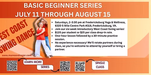Basic Beginner West Coast Swing Series in Fredericksburg!