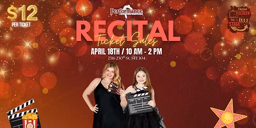 Recital Ticket Sales "From Screen to Stage" - Performance Dance Centre