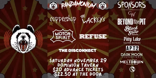 Coppershop, The Lackeys, Motor Spirit, Refuse, The Disconnect live at Dominion Tavern!