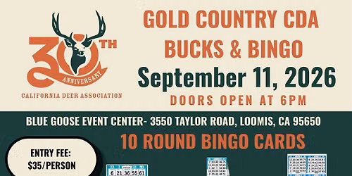 California Deer Association Gold Country Bucks & Bingo