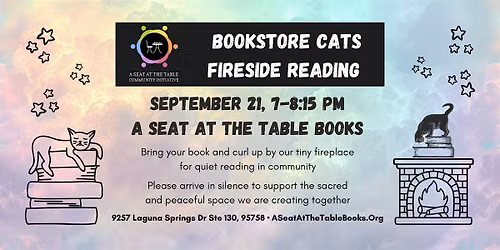 Bookstore Cat Fireside Reading