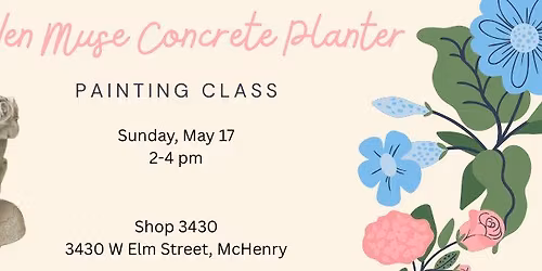 Garden Muse Concrete Planter Painting