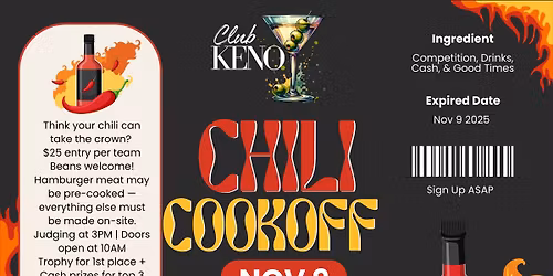\ud83c\udf36\ufe0f Club Keno Chili Cook-Off Nov 9 \ud83d\udd25