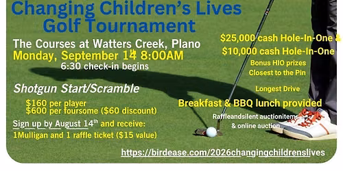 2026 Changing Children's Lives Golf Tournament