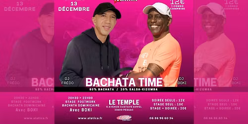 Soir\u00e9e "Bachata Time" - Samedi 13 D\u00e9cembre 2025 - Salle Le Temple - 33600 Pessac