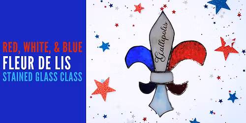 Red, White, and Blue Fleur de Lis Stained Glass