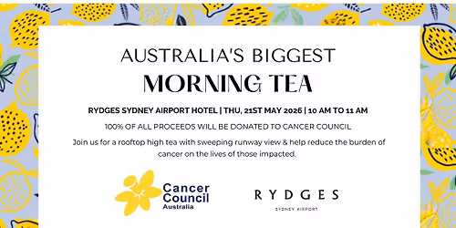 Australia\u2019s Biggest Morning Tea | Rooftop High Tea at Rydges Sydney Airport