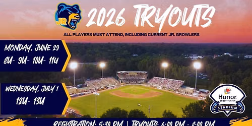 2026 Jr. Growlers Tryouts: 12U to 13U