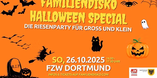 FAMILIENDISKO Halloween Special! Sonntag, 26.10. im FZW! Die Riesenparty f\u00fcr Gross & Klein!