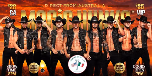 Dec 11th: Meadville, PA - MAGIC HUNKS AUSTRALIAN TAKEOVER at Italian Civic Club