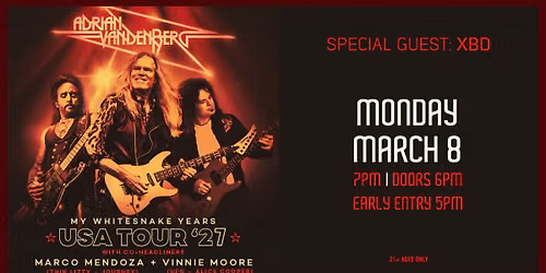 RESCHEDULED- Adrian Vandenberg: My Whitesnake Years at Jergels
