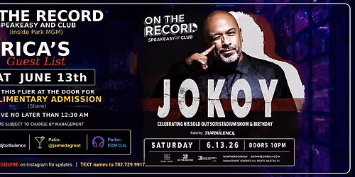 ON THE RECORD (OTR) FREE ADMISSION thru RICA, an OFFICIAL OTR Promoter