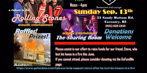 FUNDRAISER: Acoustic Rolling Stones tribute & "Sharing Room" at Olde Theater Restaurant Coventry RI