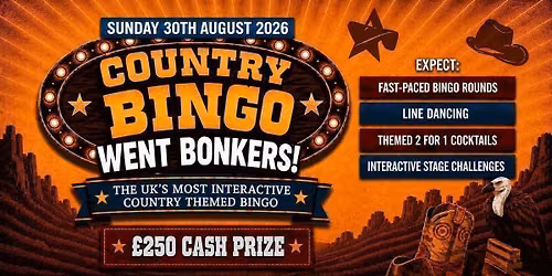 Country Bingo - Sunday 30th August - Bank Holiday Special