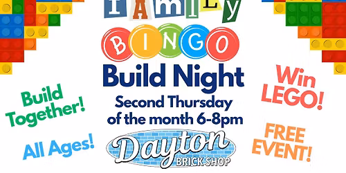 FAMILY BINGO BUILD NIGHT- Thurs Dec 11! Win LEGO! (2nd Thurs of the month)