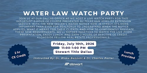 Water Law Watch Party (CE Class for Realtors)