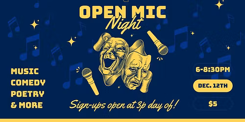 Open Mic Night \/\/ December 12th @ 45th Parallel Distillery
