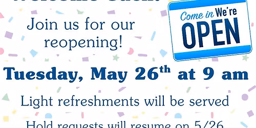 Nutley Public Library Reopening to the Public \u2013 Tuesday, May 26, 2026