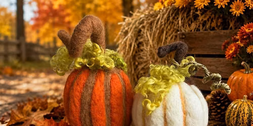 Needle Felted Pumpkin Figurine