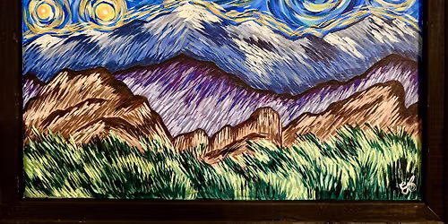Starry Mountain High Pre-framed Canvas Painting at Snowpack Taproom