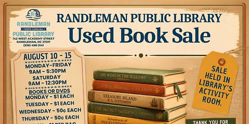 Randleman Public Library Used Book Sale