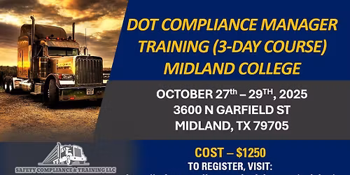 DOT COMPLIANCE MANAGER TRAINING (3-DAY) - MIDLAND COLLEGE