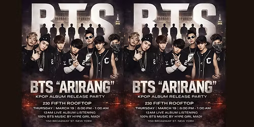 BTS "ARIRANG" Kpop Album Release Party @230 Fifth Rooftop (Penthouse)