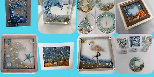 Crushed Glass Art Class- Christmas Ornaments, Nightlights, Framed Art, Lighted Glass Blocks