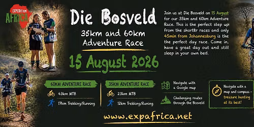 35km and 60km Adventure Race at Die Bosveld