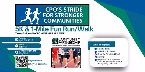 CPO's Stride For Stronger Communities 5k & 1-Mile Fun Run\/Walk