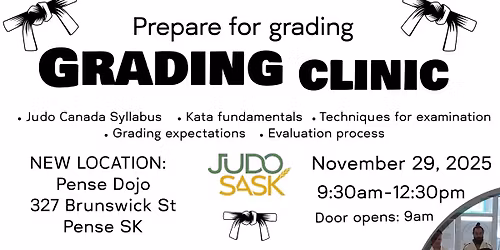VENUE CHANGE-Judo Sask Grading Clinic