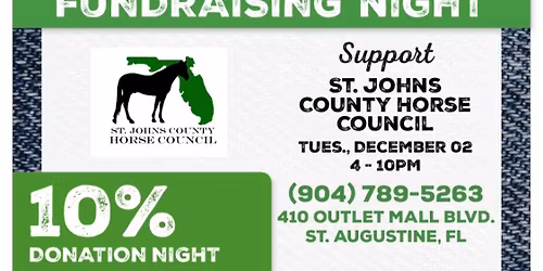 St. Johns County Horse Council "Dine to Donate" Night! Tuesday December 2, 2025 Texas Roadhouse