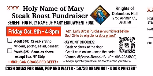 Steak Roast Fundraiser (Char Grilled Steaks!)