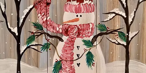 Paint and Sip: Woodland Snowman on a Wood Pallet