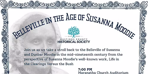 Free Public Presentation: Belleville in the Age of Susanna Moodie