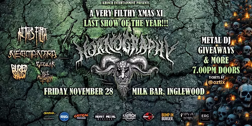 Hornography: A Very Filthy Xmas XI w\/ ATF, Neomantra, Buried Shallow, Secular, Vile Mutilation