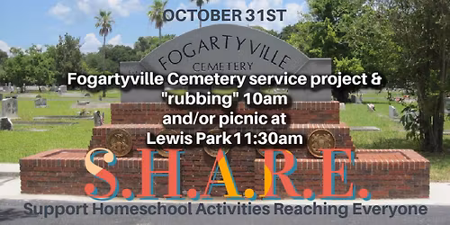 Fogartyville Cemetery Service Project & "Rubbing" Picnic to Follow
