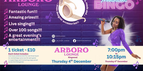 Midweek Musical Bingo at Arboro Lounge (Ringwood) - Thursday 4th December 7pm