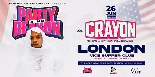 Party (P4NR) with SuperStar CRAYON -Afrobeats, Dancehall, Party-LONDON