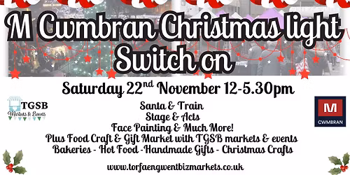 M Cwmbran Christmas Light Switch on 