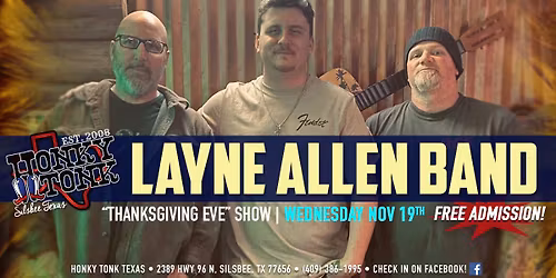 THANKSGIVING EVE PARTY - Layne Allen Band - FREE ADMISISON