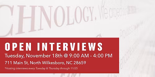 OPEN INTERVIEWS in North Wilkesboro, NC